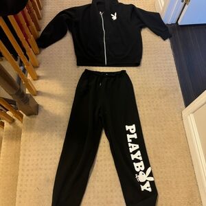 PLAYBOY Black Track Pants & Joggers
